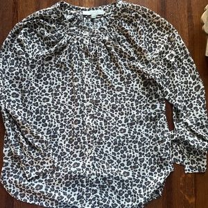 Loft women’s petite size medium leopard print blouse.